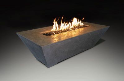 Athena Fireglass Olympus Linear 60x30 Concrete Rectangular Gas Fire Pit Table - ORECFT-603018