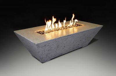 Athena Fireglass Olympus Linear 60x30 Concrete Rectangular Gas Fire Pit Table - ORECFT-603018