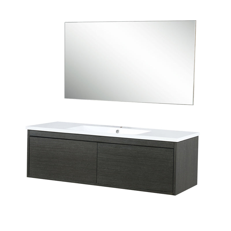 Lexora Sant 48" Iron Charcoal Bathroom Vanity, Acrylic Composite Top with Integrated Sink, and 43" Frameless Mirror LS48SRAISM43