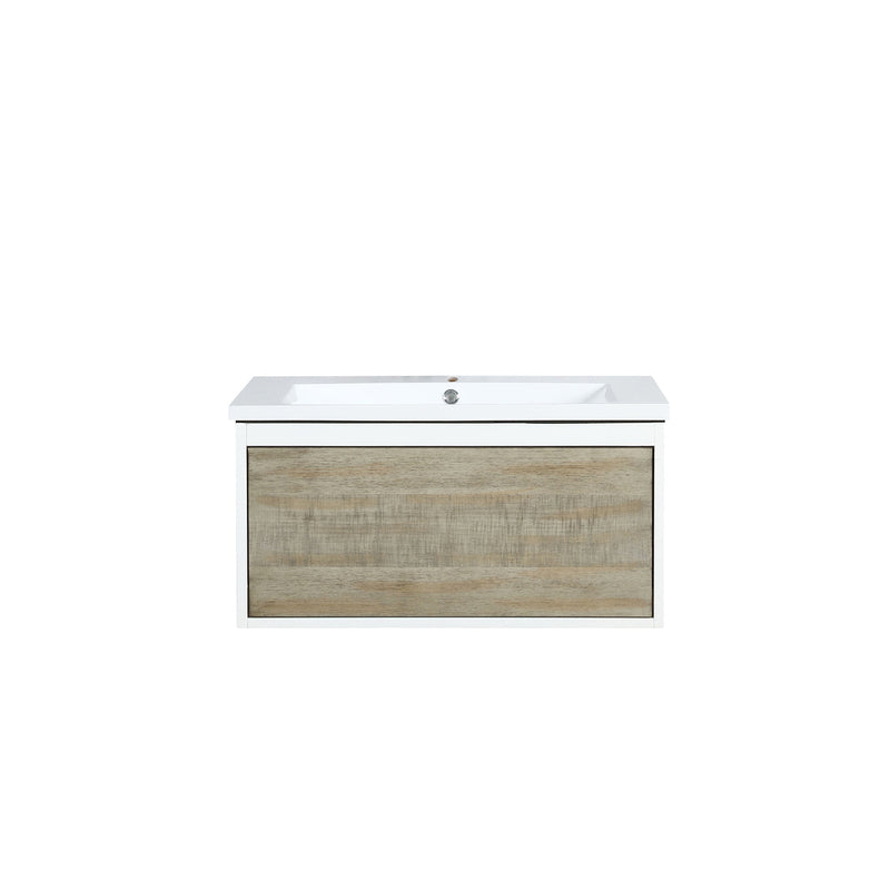 Lexora Scopi 30" Rustic Acacia Bathroom Vanity and Acrylic Composite Top with Integrated Sink LSC30SRAOS000