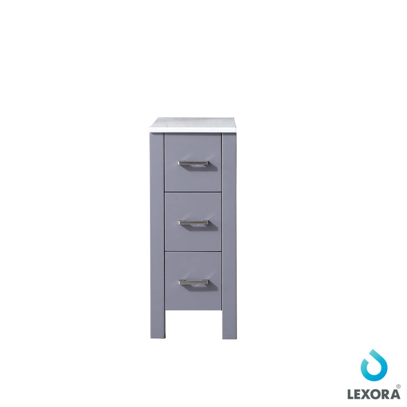 Lexora Volez 12" Dark Grey Side Cabinet, Phoenix Stone Top - LV281712BFSSCB