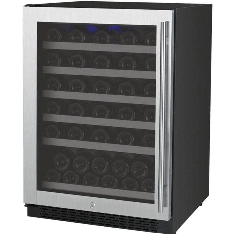 Allavino 24" Wide FlexCount II Tru-Vino Series 56 Bottle Single Zone Stainless Steel Left Hinge Wine Refrigerator (VSWR56-1SL20) - PrimeFair