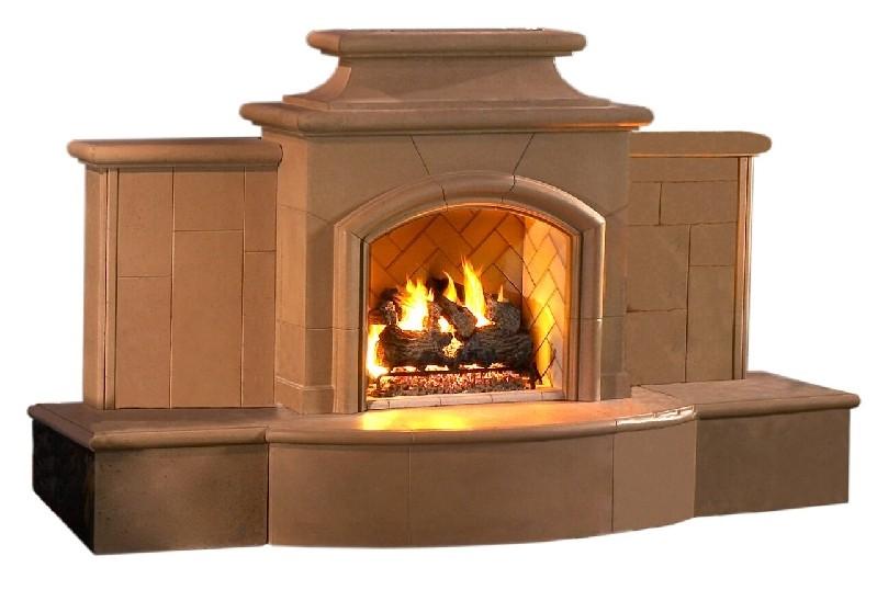American Fyre Designs 113" Grand Mariposa Vent Free Gas Fireplace with Extended Bullnose Hearth No Recess 168-05-N-WA-RBC