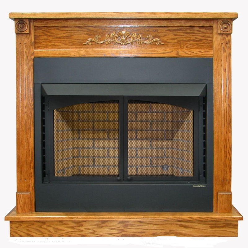 Buck Stove Standard Dark Oak Corner Mantel for Gas Stoves and Fireboxes