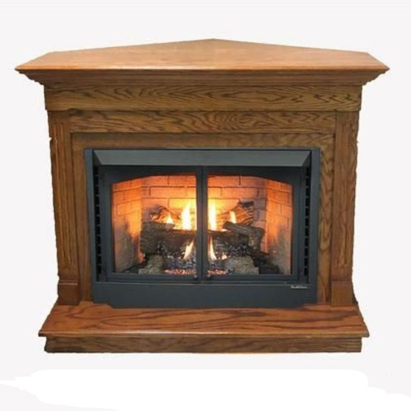 Buck Stove Standard Dark Oak Corner Mantel for Gas Stoves and Fireboxes