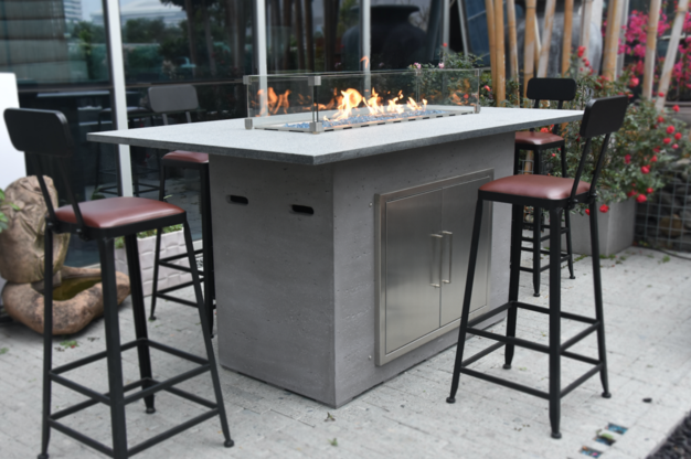 Elementi Himalaya Cast Concrete with Natural Stone Top Bar Table