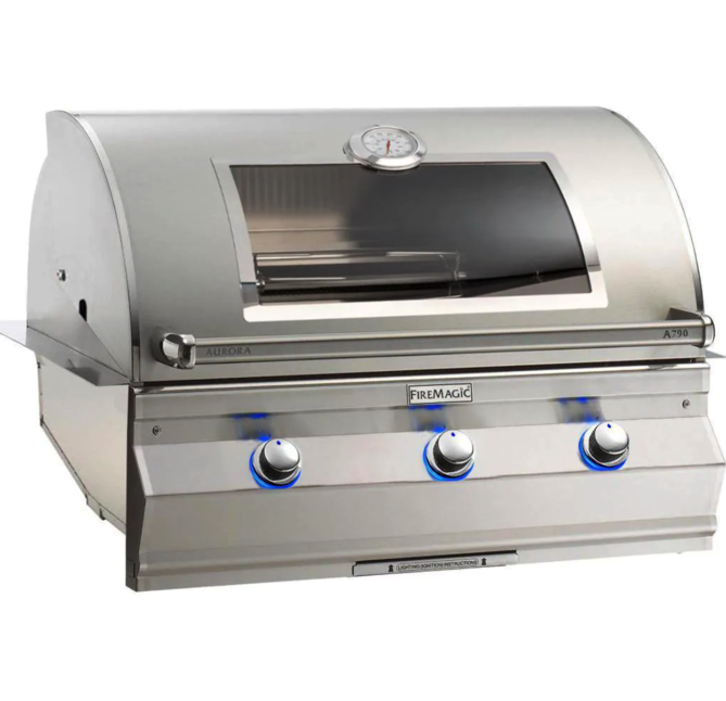 Fire Magic Aurora A790I 36-Inch Built-In Propane Gas Grill With One Infrared Burner, Magic View Window, And Analog Thermometer - A790I-7LAP-W - Fire Magic Grills