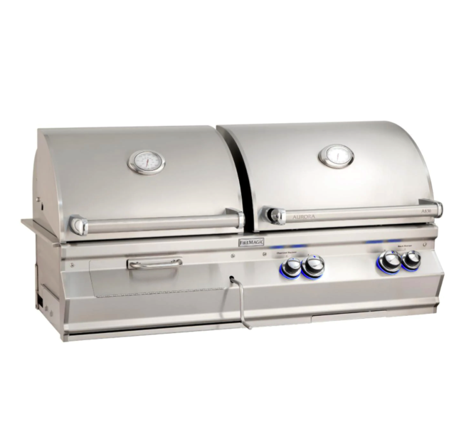Fire Magic Aurora A830I 46-Inch Built-In Natural Gas & Charcoal Combo Grill With One Infrared Burner And Analog Thermometer - A830I-7LAN-CB - Fire Magic Grills