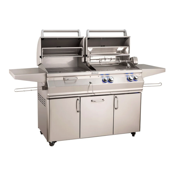 Fire Magic Aurora A830s 46-Inch Propane Gas and Charcoal Freestanding Dual Grill w/ 1 Sear Burner, Backburner, Rotisserie Kit and Analog Thermometer - A830S-8LAP-61-CB - Fire Magic Grills