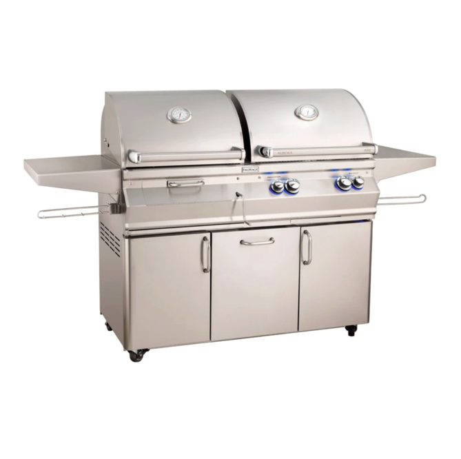 Fire Magic Aurora A830s 46-Inch Propane Gas and Charcoal Freestanding Dual Grill w/ 1 Sear Burner, Backburner, Rotisserie Kit and Analog Thermometer - A830S-8LAP-61-CB - Fire Magic Grills