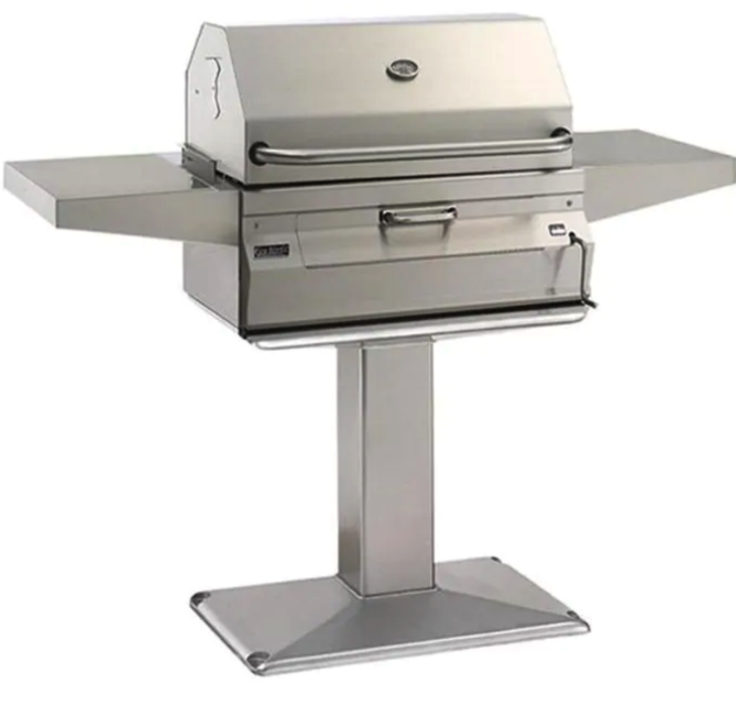 Fire Magic Legacy 24-Inch Smoker Charcoal Grill On Patio Post - 22-SC01C-P6
