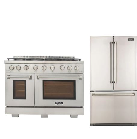 Kucht Appliance Package - 48 in. Natural Gas Range in Stainless Steel and Refrigerator, K748-KFX480-FDS
