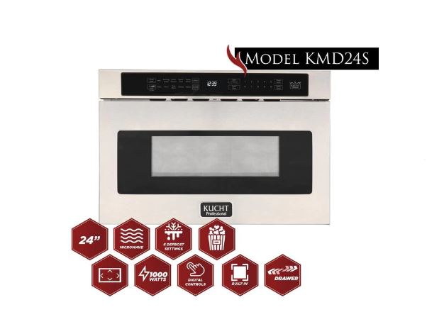 Kucht Appliance Package Professional 36 in. 5.2 cu ft. Natural Gas Range, Microwave Drawer, KMD-KNG361-24S