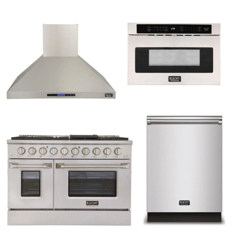 Kucht Appliance Package Professional 48 in. 6.7 cu ft. Natural Gas Range, Range Hood, Microwave Drawer, Dishwasher, K650-KNG481-2D