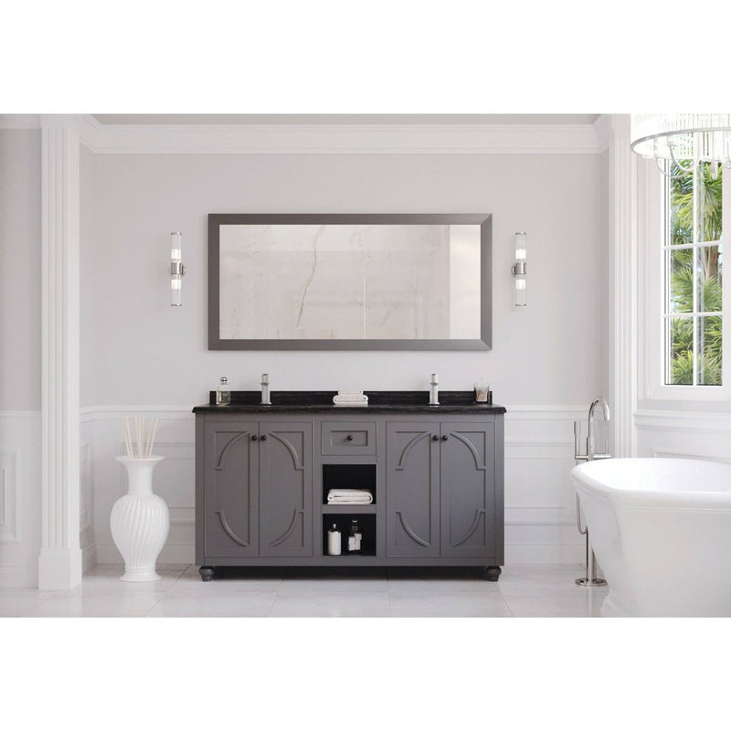 Laviva Odyssey 60" Maple Grey Double Sink Bathroom Vanity with Black Wood Marble Countertop 313613-60G-BW