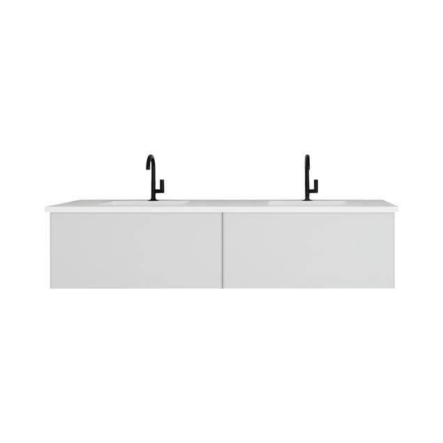 Laviva Vitri 72" Cloud White Double Sink Bathroom Vanity with VIVA Stone Matte White Solid Surface Countertop