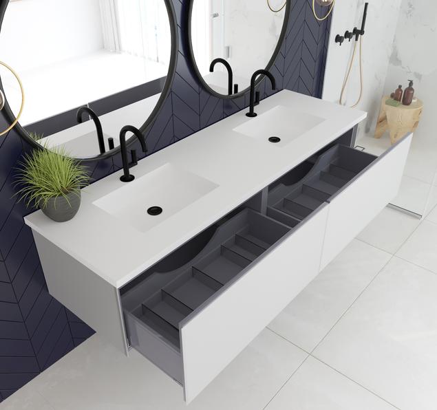Laviva Vitri 72" Cloud White Double Sink Bathroom Vanity with VIVA Stone Matte White Solid Surface Countertop