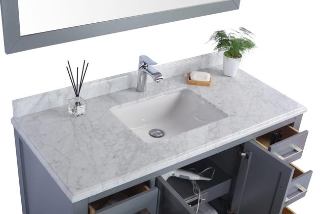 Laviva Wilson 48" Grey Bathroom Vanity with White Carrara Marble Countertop