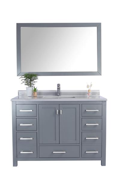 Laviva Wilson 48" Grey Bathroom Vanity with White Stripes Marble Countertop