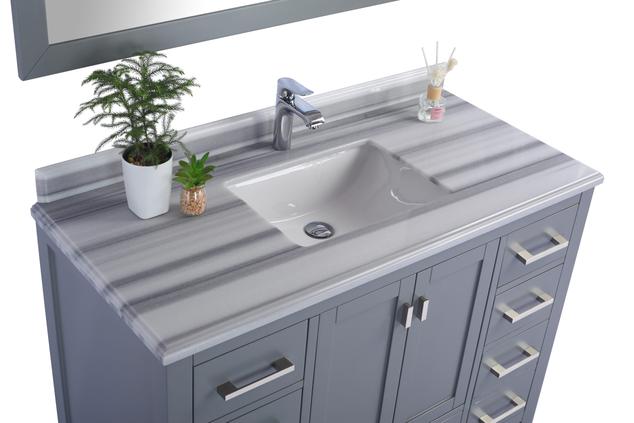 Laviva Wilson 48" Grey Bathroom Vanity with White Stripes Marble Countertop