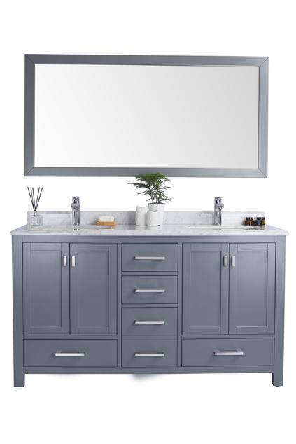 Laviva Wilson 60" Grey Double Sink Bathroom Vanity with White Carrara Marble Countertop