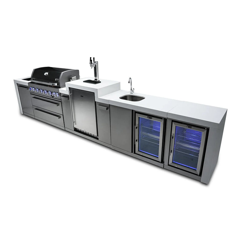 Mont Alpi 805 Deluxe BBQ Grill Island with Kegerator, Beverage Center and Fridge Cabinet - MAi805-DKEGBEVFC