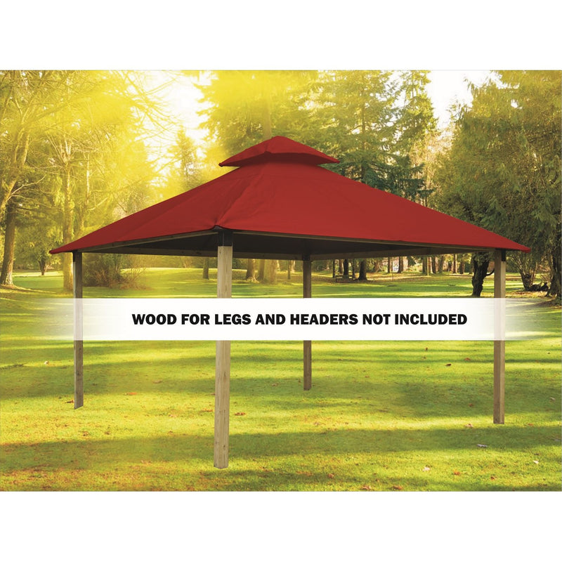 Riverstone Acacia Gazebo Roof Framing and Mounting Kit with Outdura Canopy - China Red