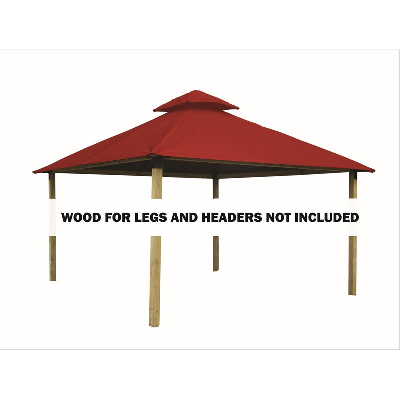 Riverstone Acacia Gazebo Roof Framing and Mounting Kit with Outdura Canopy - China Red