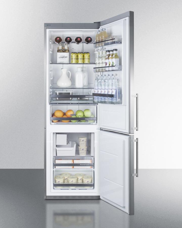 Summit 24" Wide Bottom Freezer Refrigerator With Icemaker - FFBF249SSIM