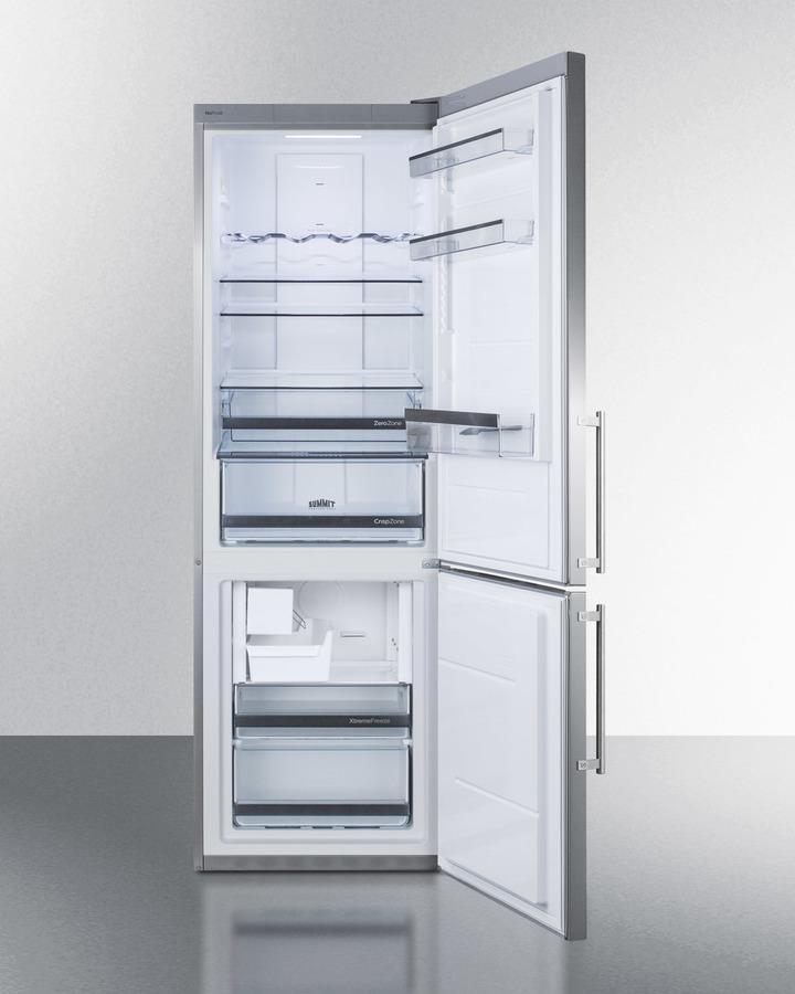 Summit 24" Wide Built-In Bottom Freezer Refrigerator With Icemaker - FFBF249SSBIIM