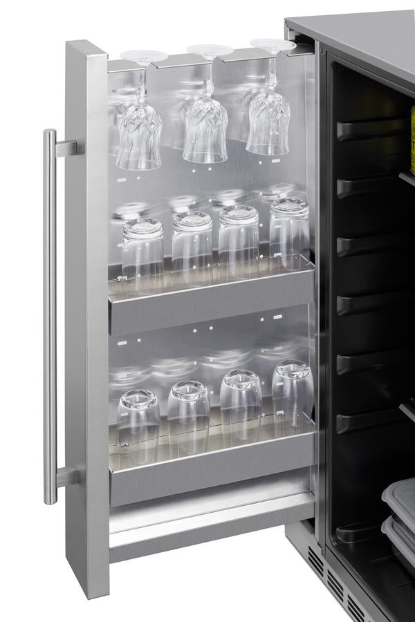 Summit Shallow Depth 24" Wide Built-In All-Refrigerator With Slide-Out Storage Compartment - FF19524