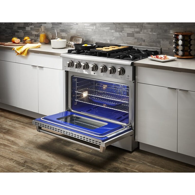Thor Kitchen 36 in. Gas Burner/Electric Oven Range in Stainless Steel 