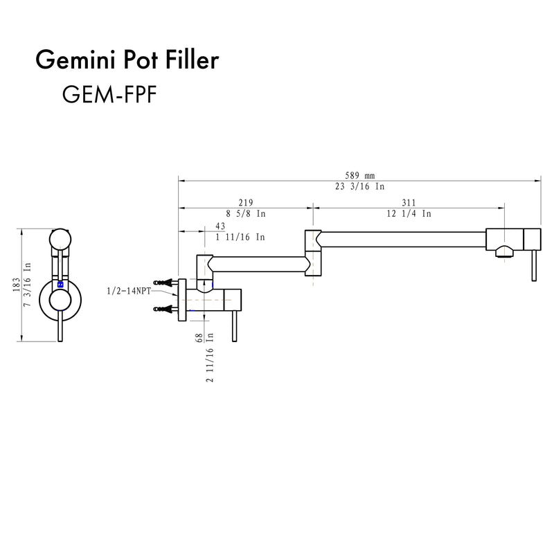 ZLINE Gemini Pot Filler with Color Options